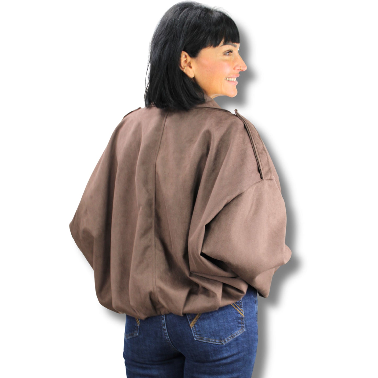 Oversize Wildleder-Look Jacke – Einheitsgröße (36–44)