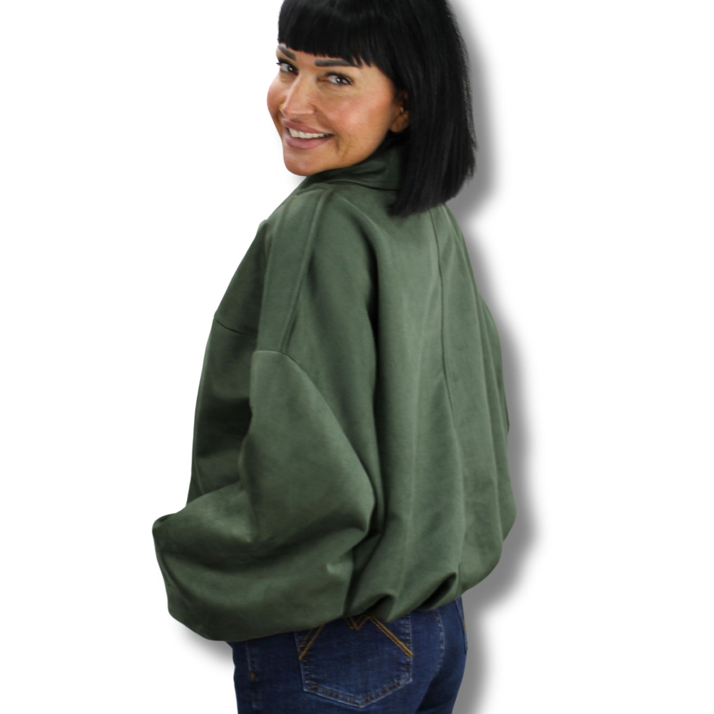 Oversize Wildleder-Look Jacke – Einheitsgröße (36–44)