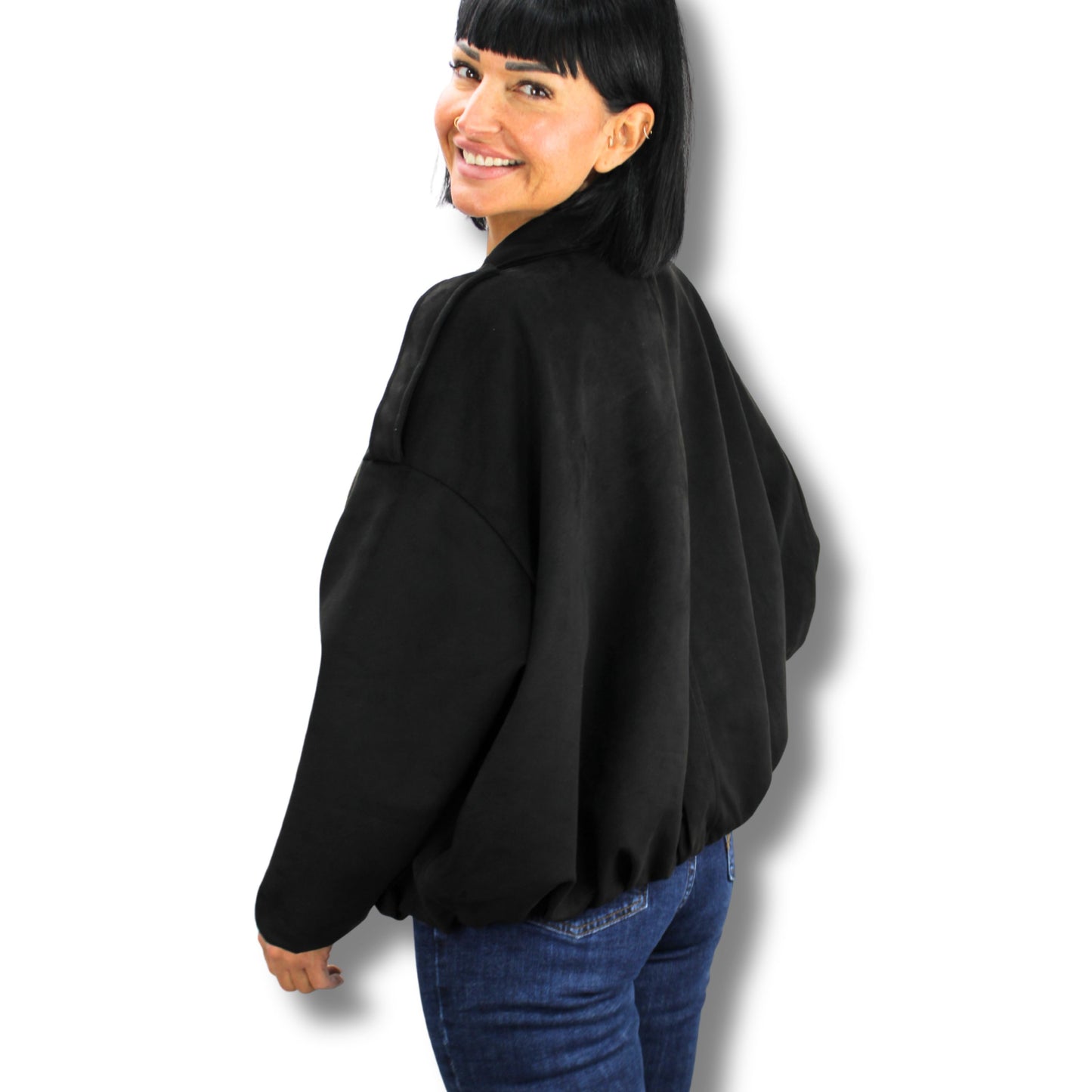 Oversize Wildleder-Look Jacke – Einheitsgröße (36–44)