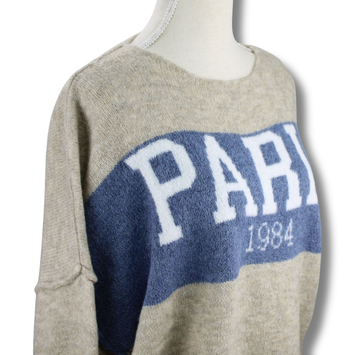 PARIS 1984 Sweater Rückansicht – alle Farbvarianten Beige & Braun Schenkt ein Herz