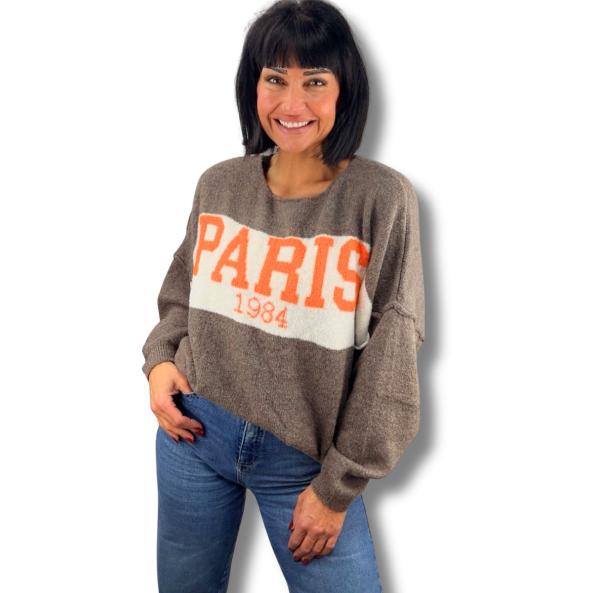 PARIS 1984 Pullover Braun – 20% Wolle, 35% Acryl, kuschelig & warm Schenkt ein Herz