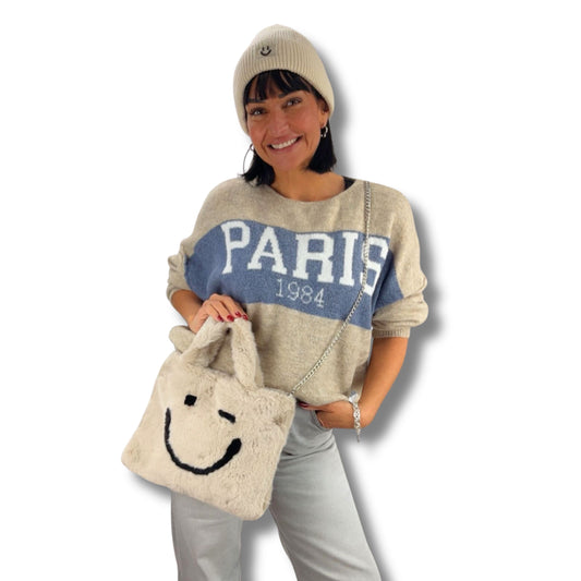 Flauschige Smiley-Tasche