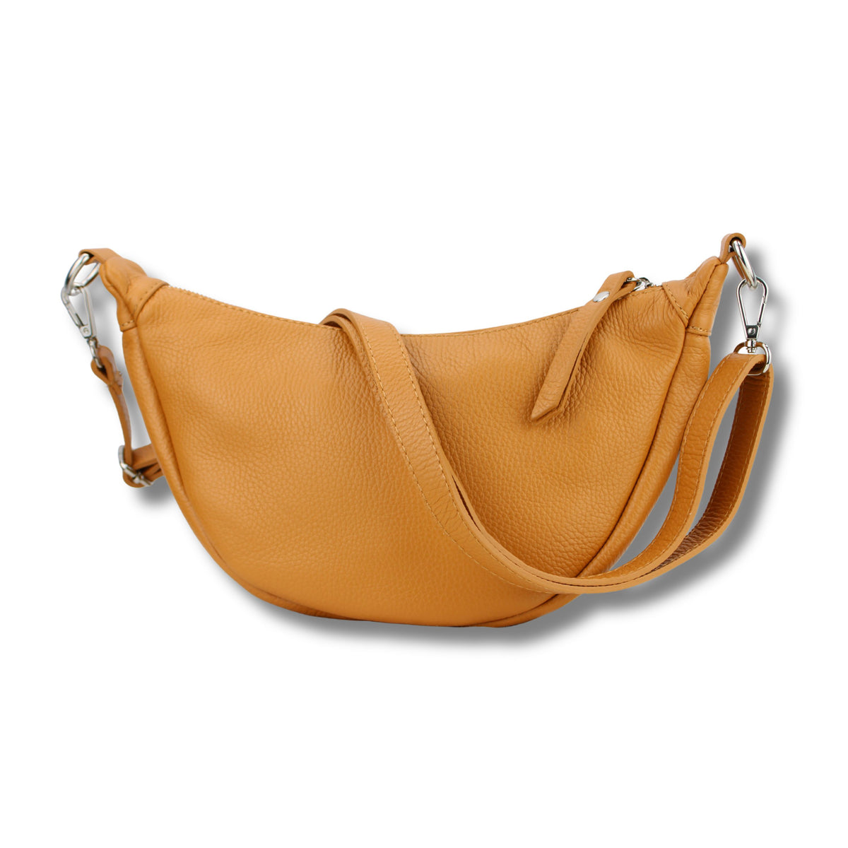 Echtleder Bananabag Beige/Creme – 32x18x9cm, Halbmond-Form, Schenkt ein Herz