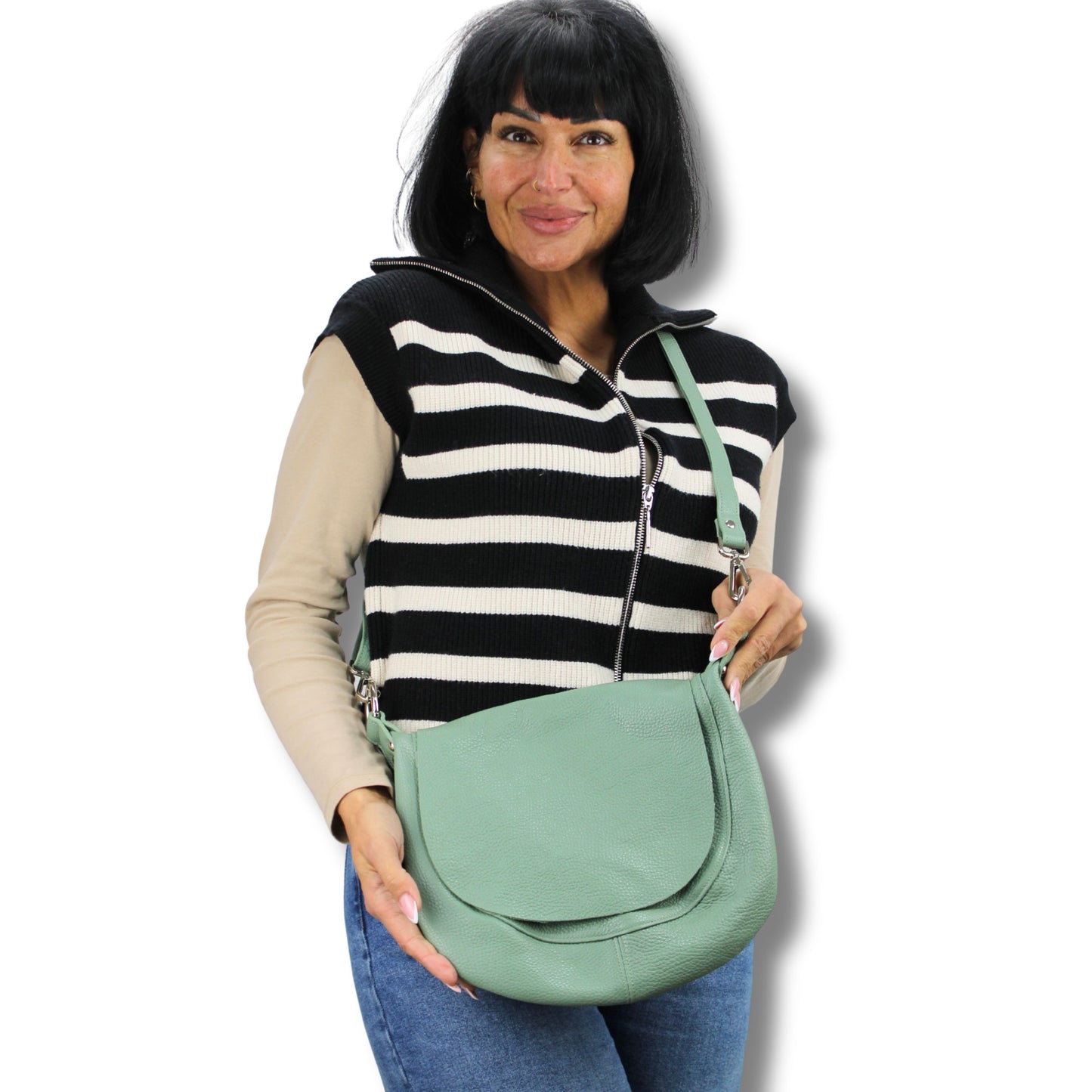 Echtleder Schultertasche – Made in Italy