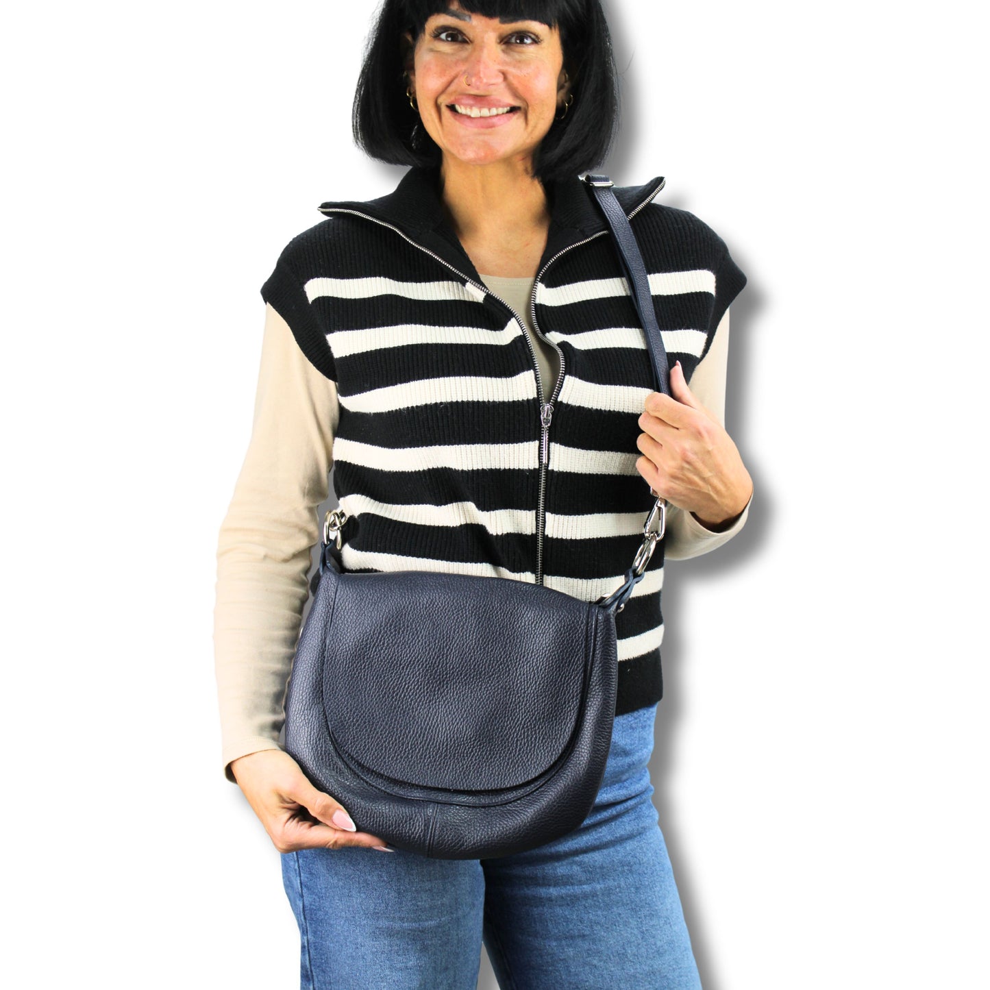 Echtleder Schultertasche – Made in Italy