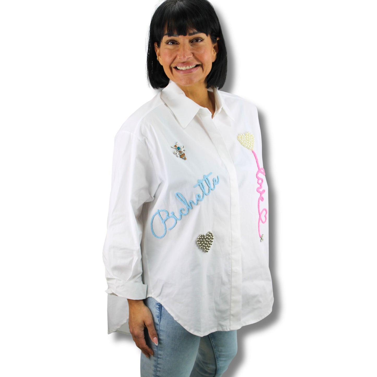 Oversized Bluse mit liebevollen Details – aus 100 % Baumwolle