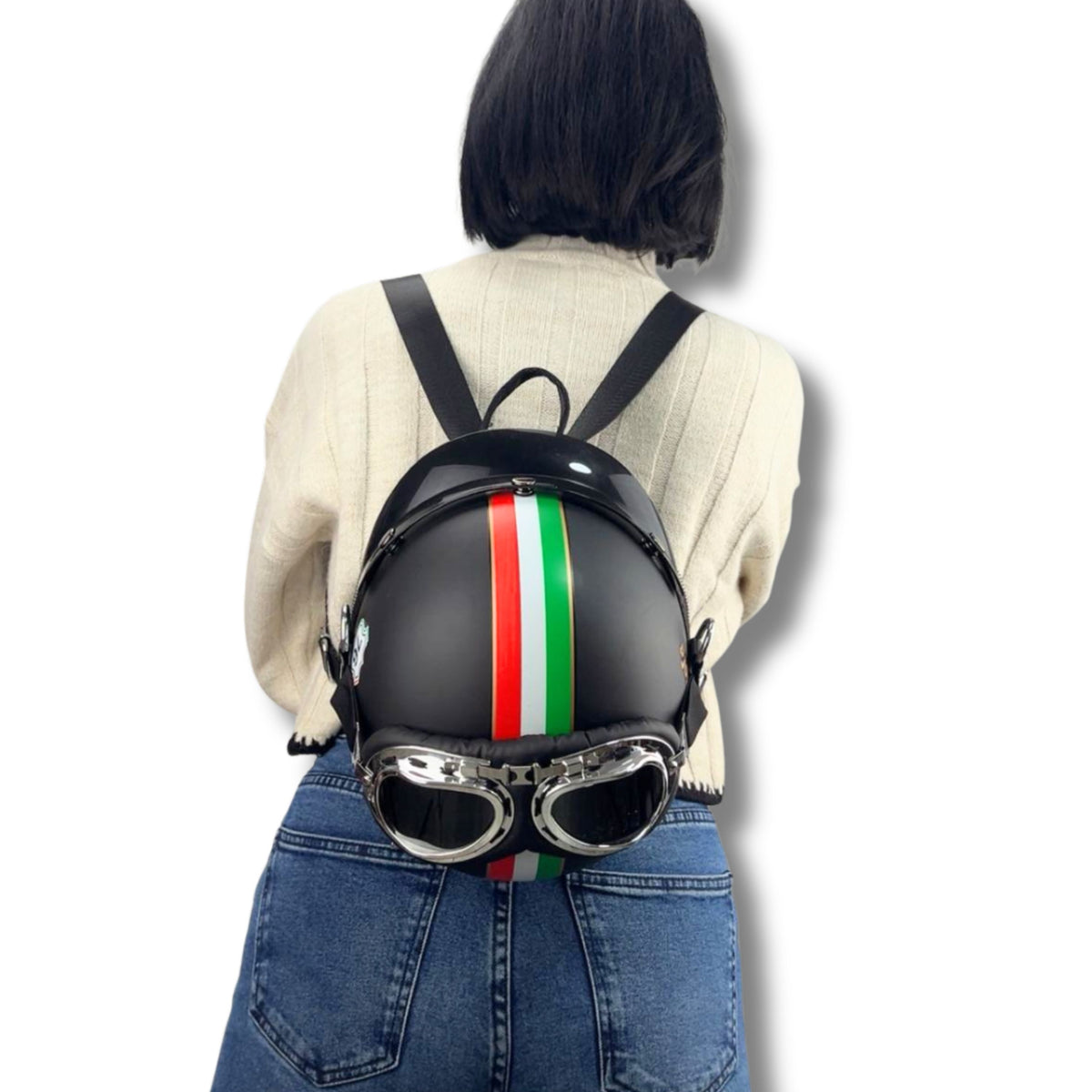 Helm-Rucksack Detailansicht – hochwertige Verarbeitung und originelles Design