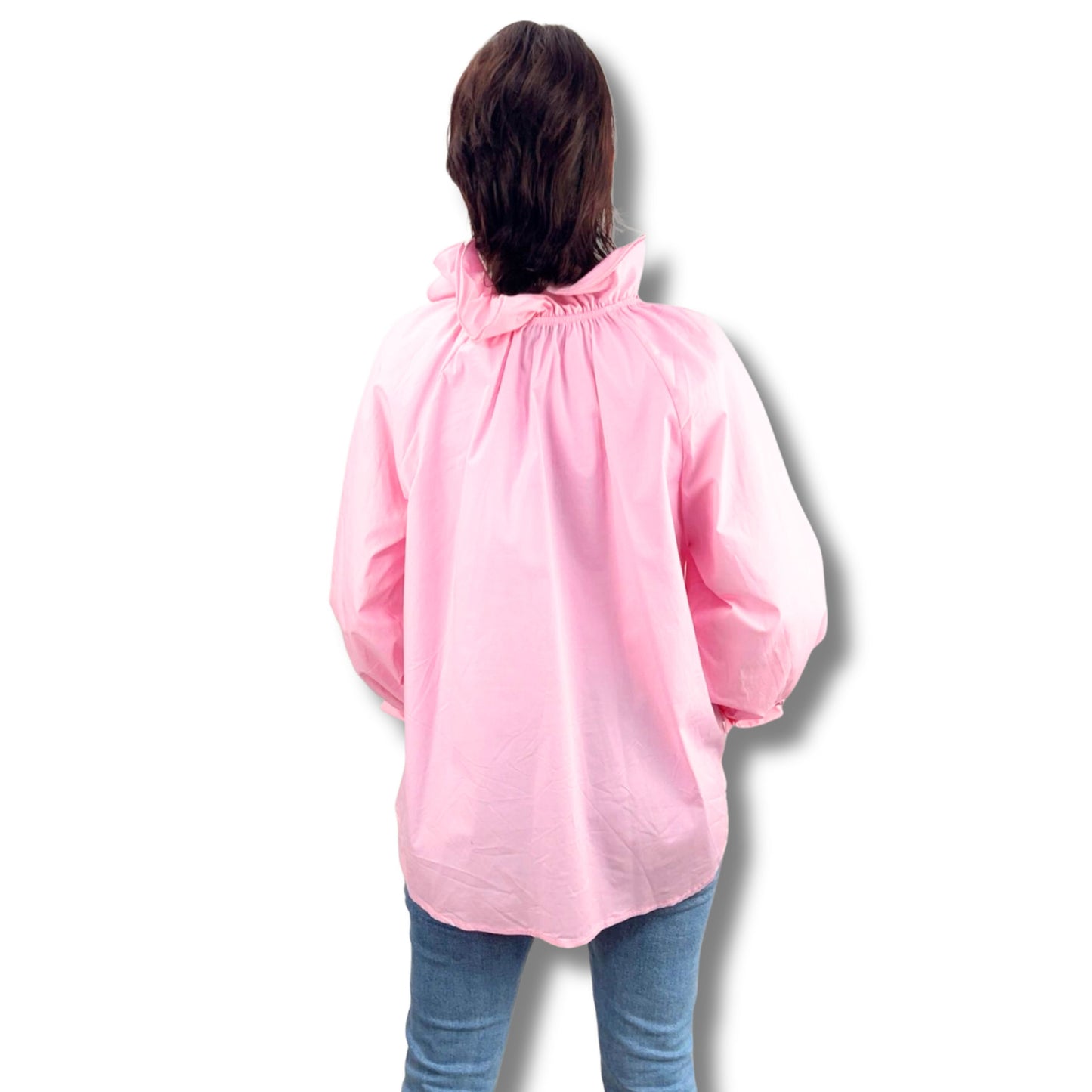 Romantische Baumwollbluse mit Schleife