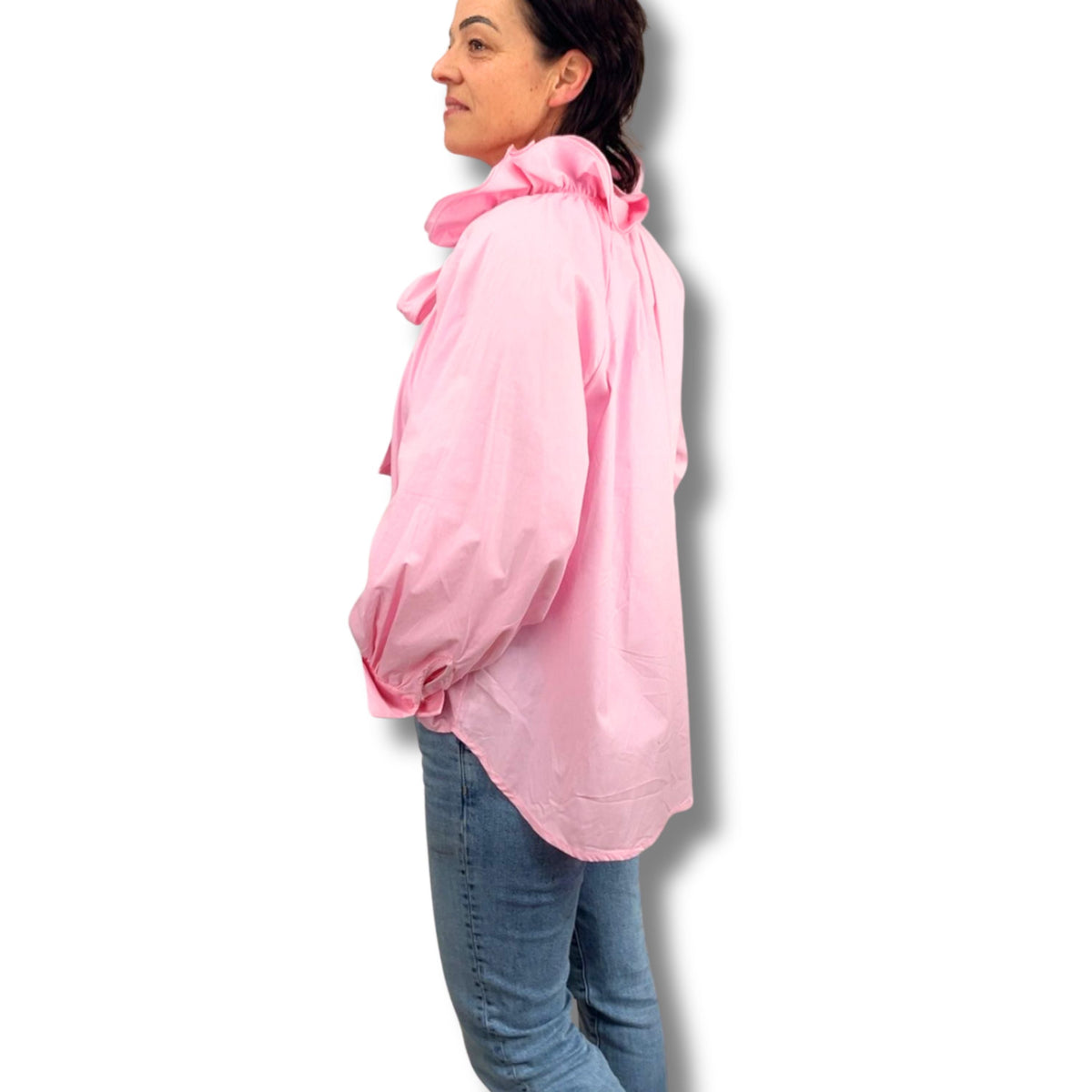 Romantische Baumwollbluse mit Schleife in Weiss und Rosa – feminine Damenbuse aus 100% Baumwolle von Schenkt ein Herz