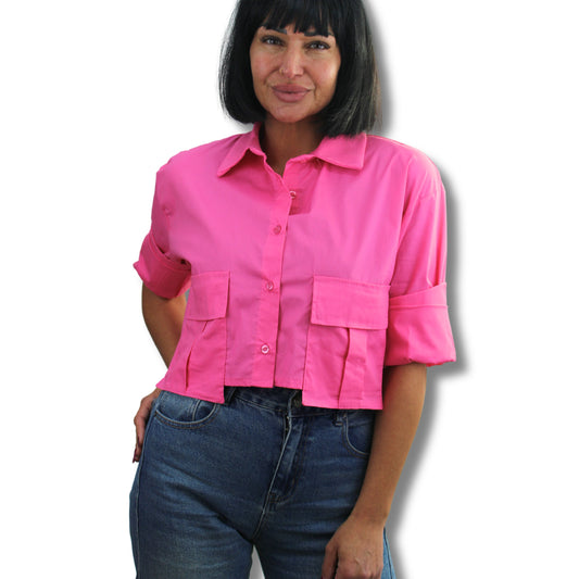 Frische cropped Bluse in Pink – modern & feminin