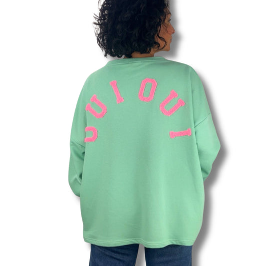 Oui oui-Sweatshirt mit Neon-Akzenten