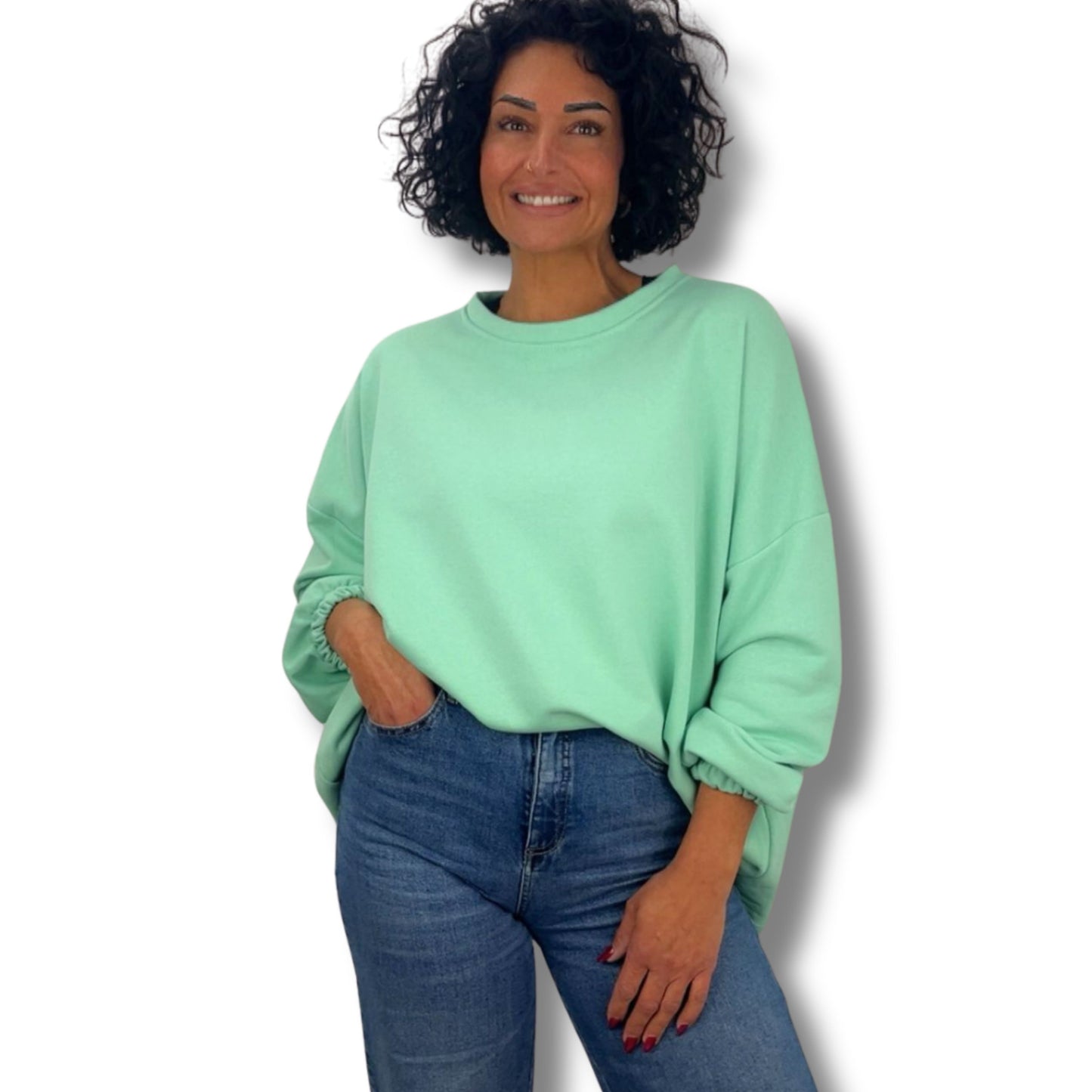 Oui oui-Sweatshirt mit Neon-Akzenten