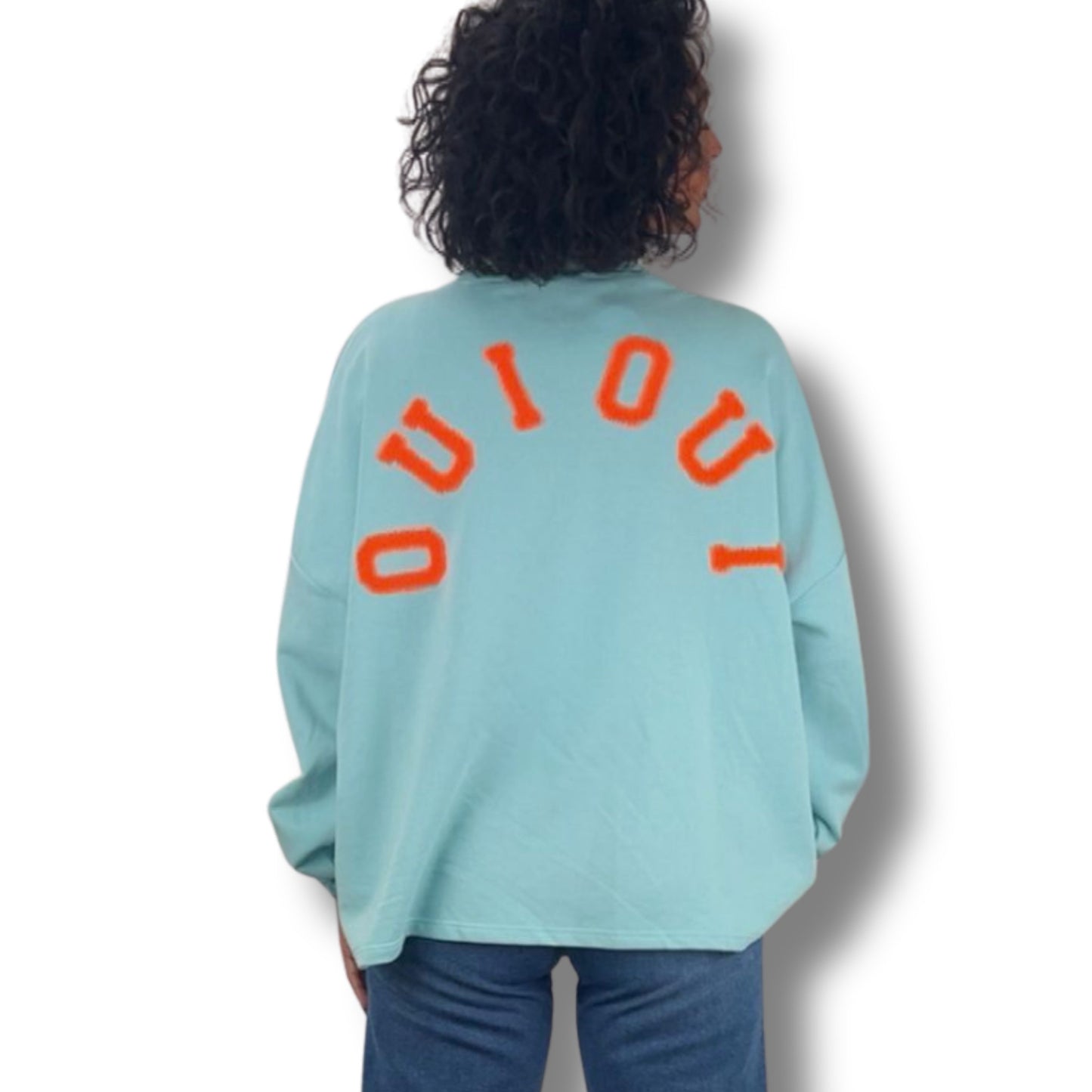 Oui oui-Sweatshirt mit Neon-Akzenten