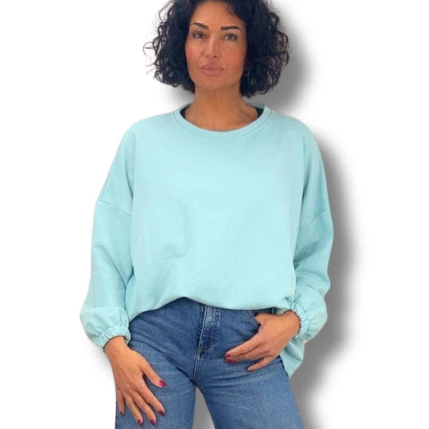 Oui oui-Sweatshirt mit Neon-Akzenten