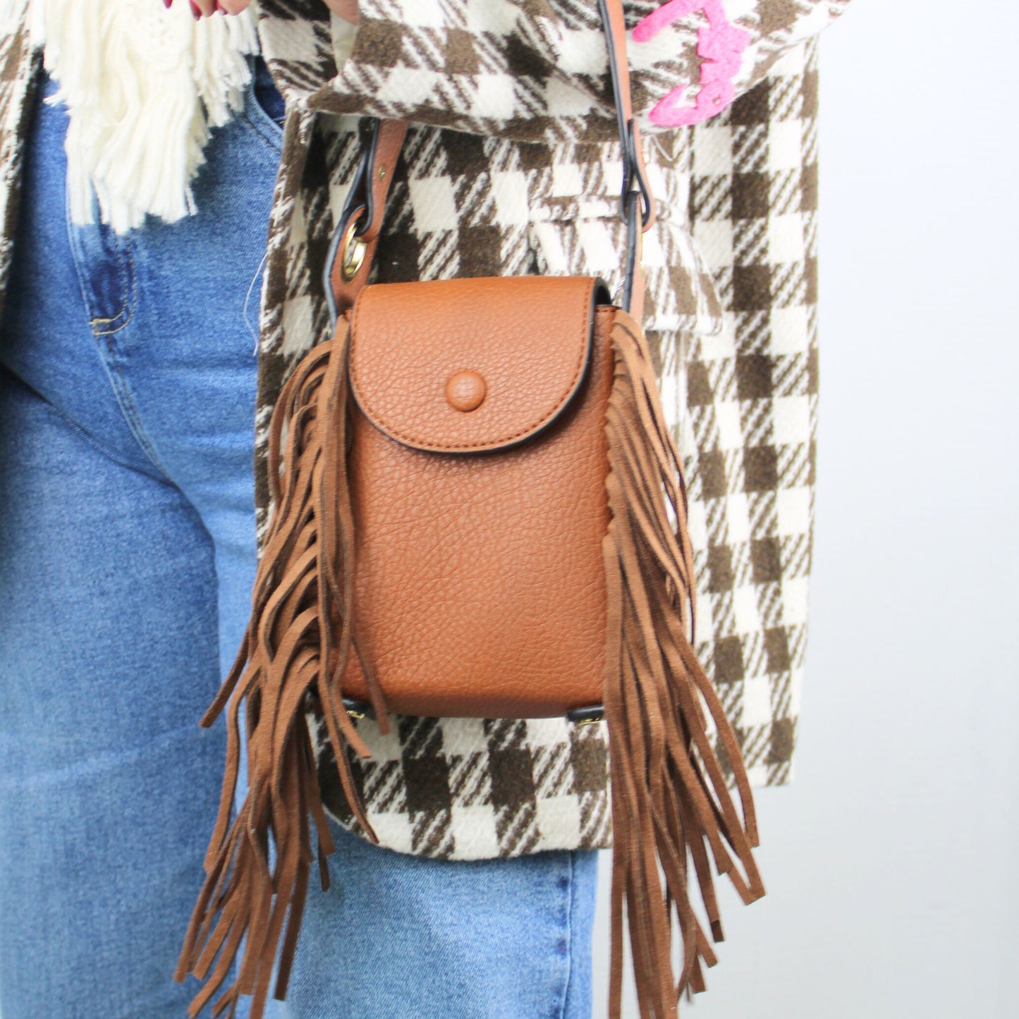 Fransen-Umhängetasche mit Wechselband