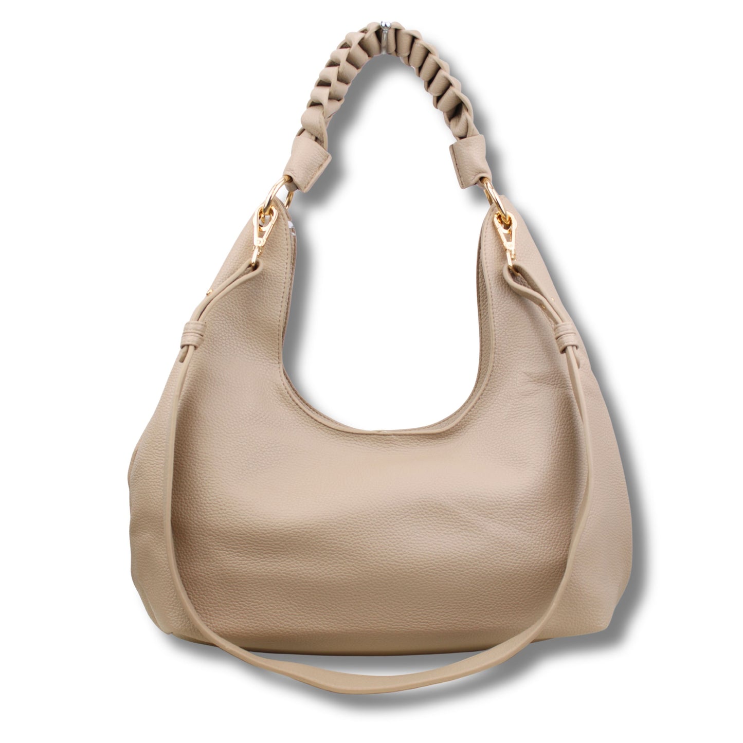 Weiche Hobo-Bag mit Flechthenkel & Extra-Trageband