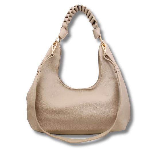 Weiche Hobo-Bag mit Flechthenkel & Extra-Trageband