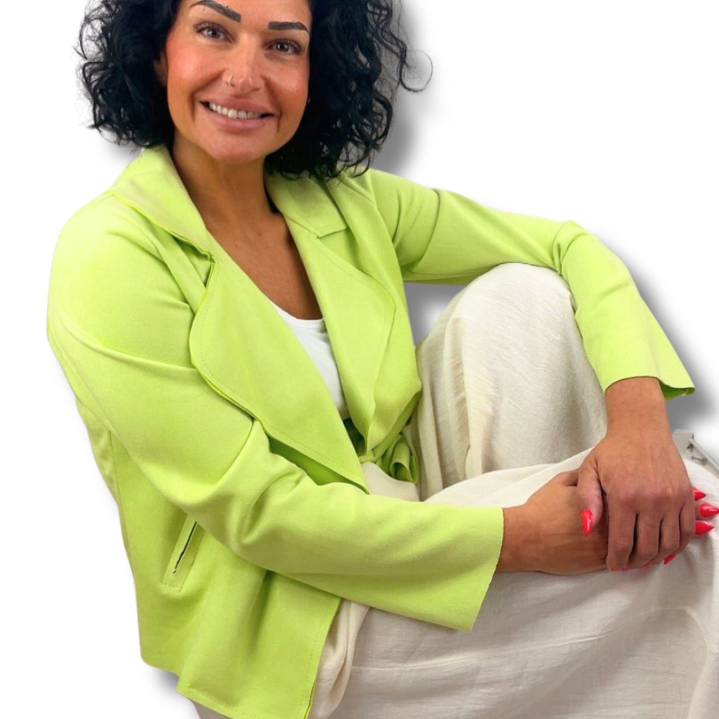 Kurzjacke aus Veloursleder-Imitat – weich & modern