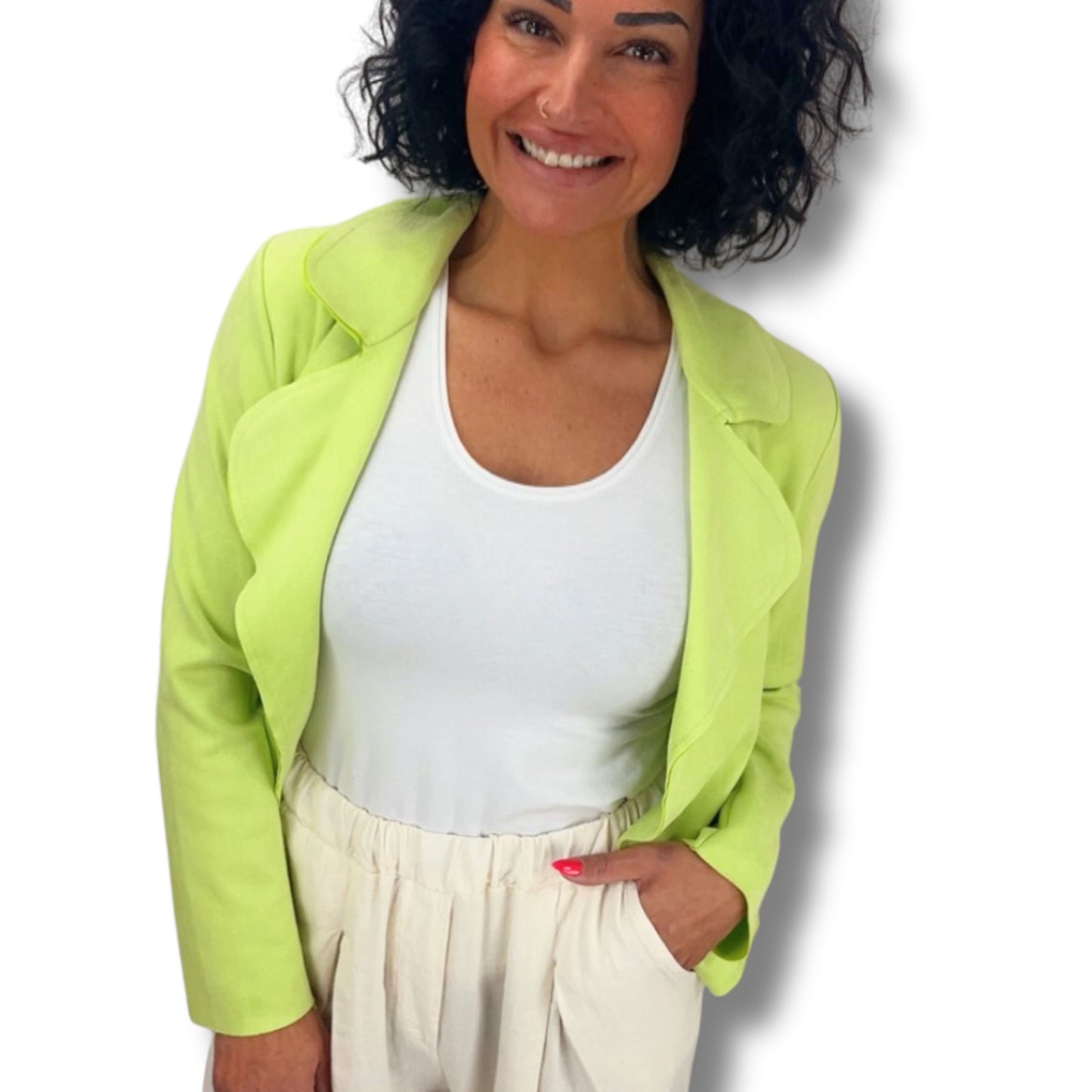 Kurzjacke aus Veloursleder-Imitat – weich & modern