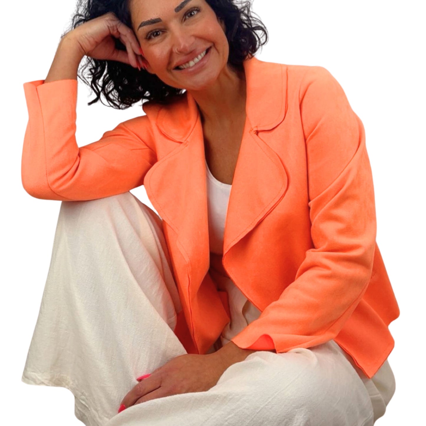 Kurzjacke aus Veloursleder-Imitat – weich & modern