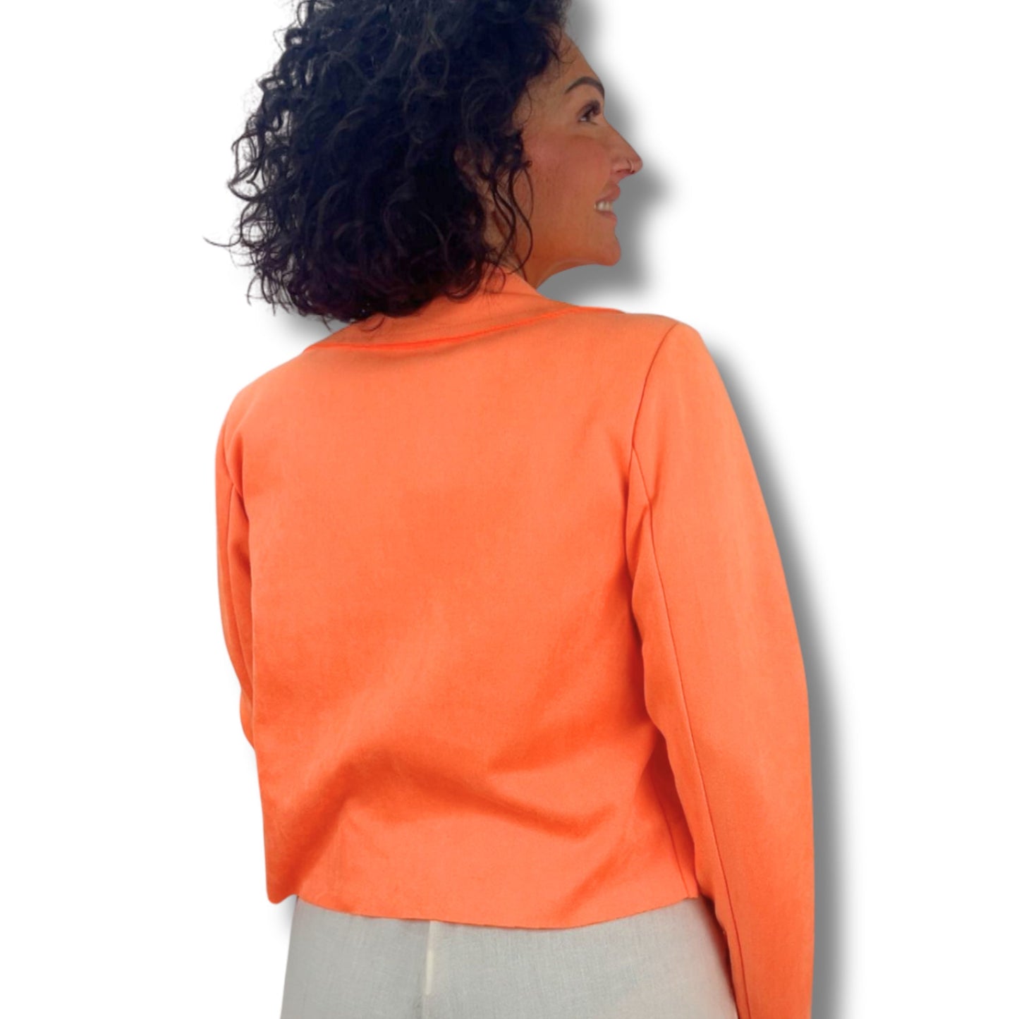 Kurzjacke aus Veloursleder-Imitat – weich & modern