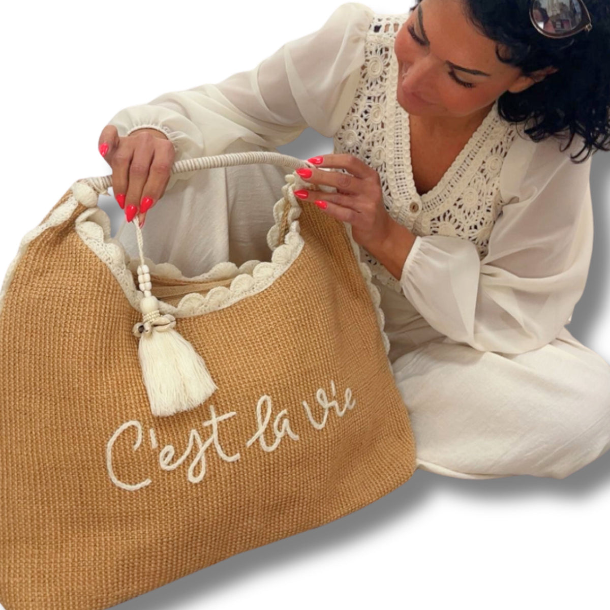 Strandtasche „C’est la vie“ – extra groß & stylisch