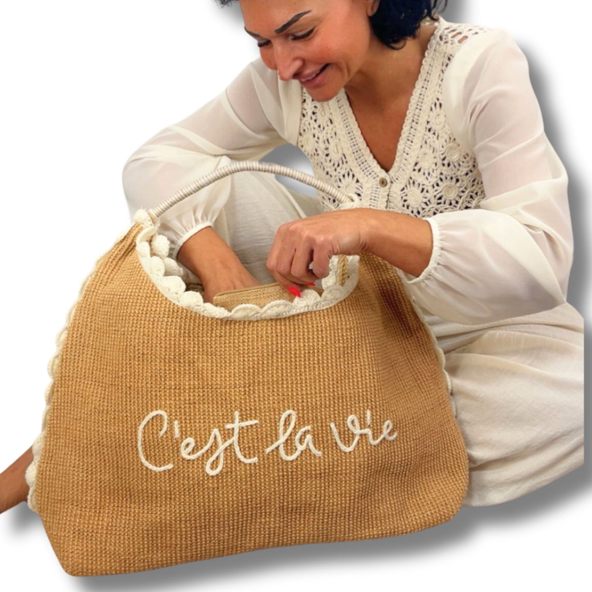 Strandtasche „C’est la vie“ – extra groß & stylisch