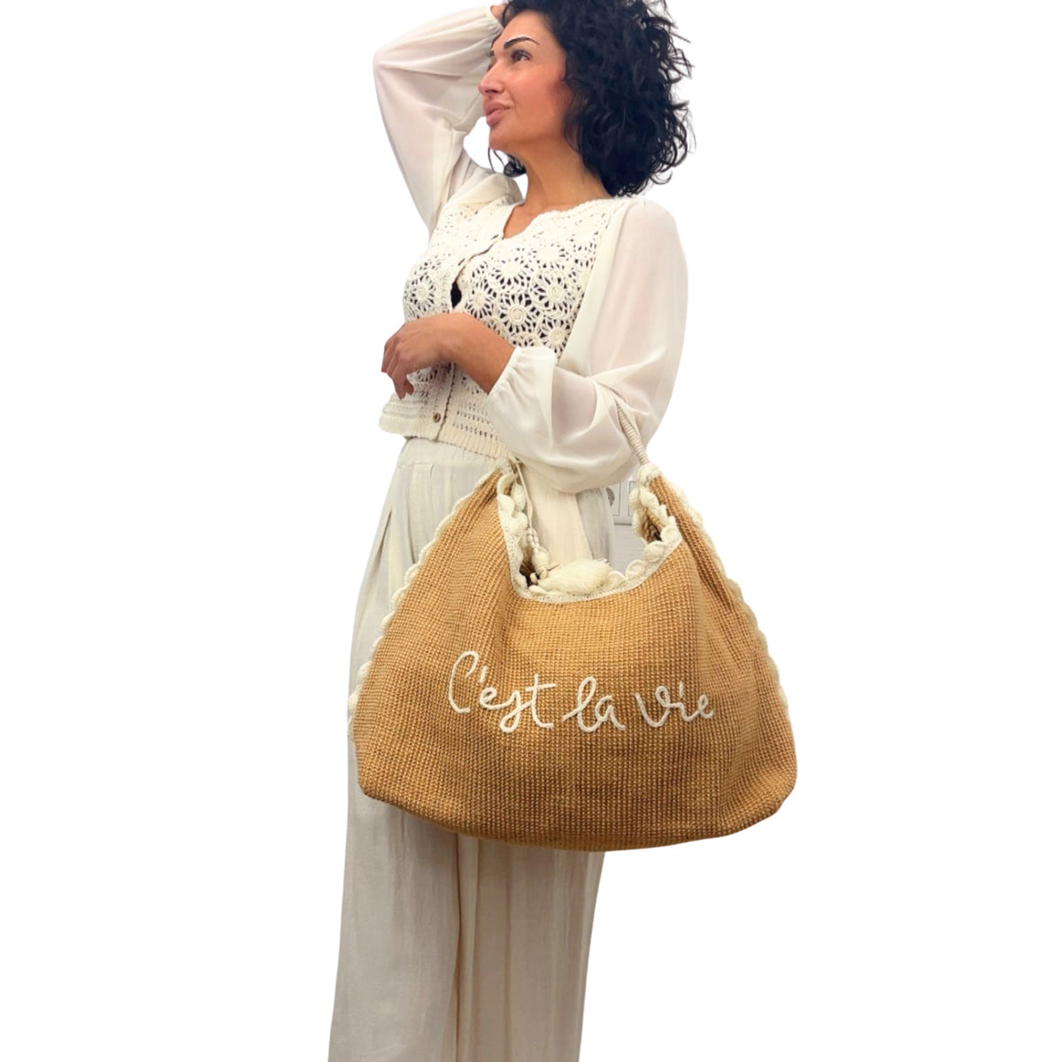 Strandtasche „C’est la vie“ – extra groß & stylisch