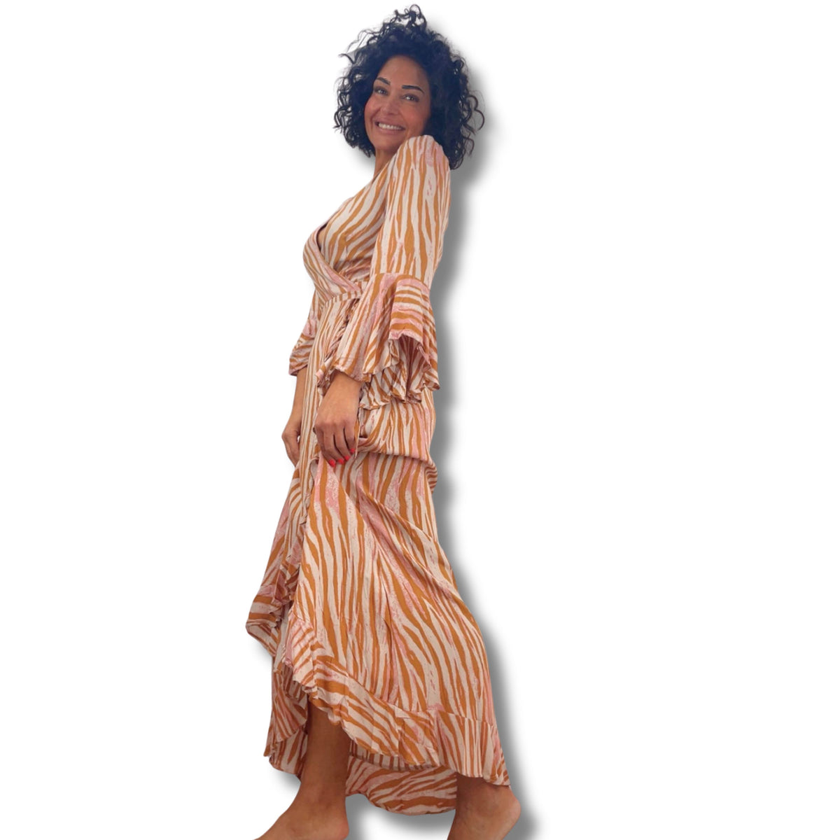 Romantisches Wickelkleid Maxi by Nesrin – fließendes Maxikleid, Damen Edition Schenkt ein Herz