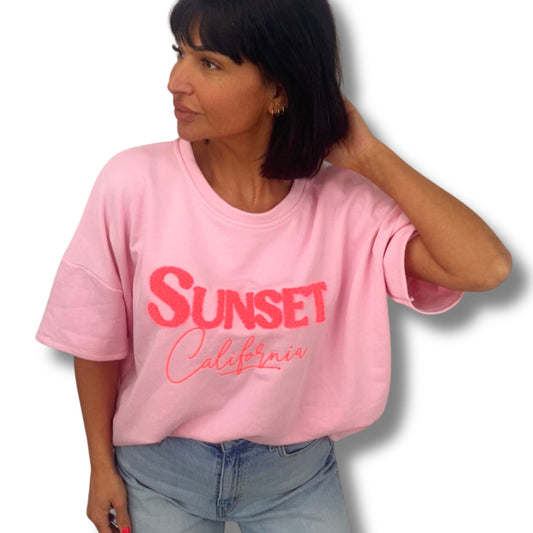 SUNSET California Oversize T-Shirt Damen – lässiges Statement-Shirt für den Sommer