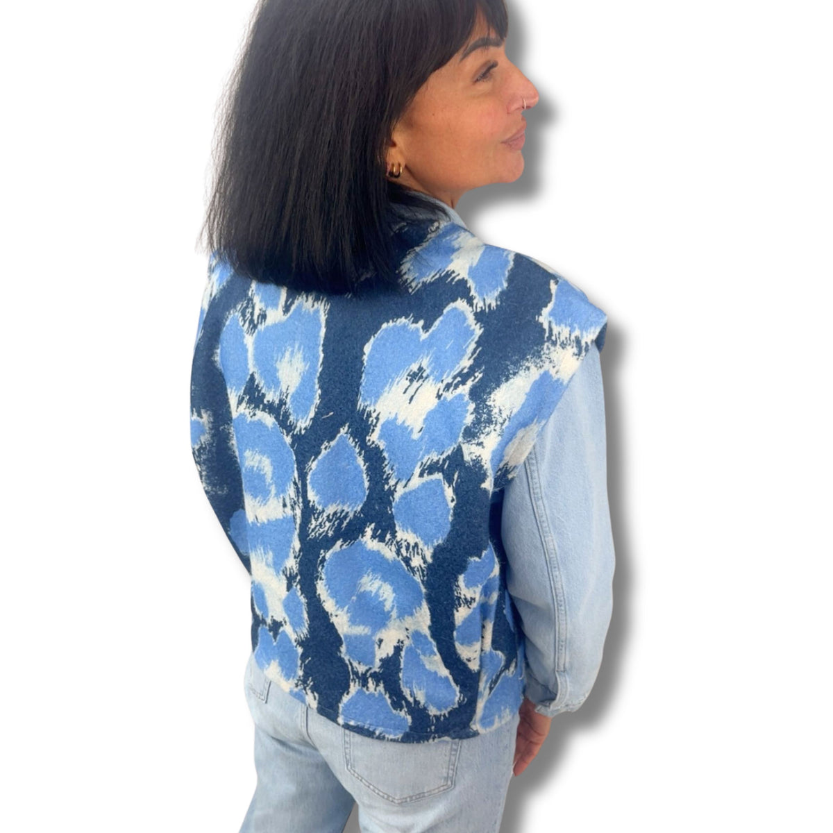 Damen Strickweste – Viskose-Wollmix mit Muster