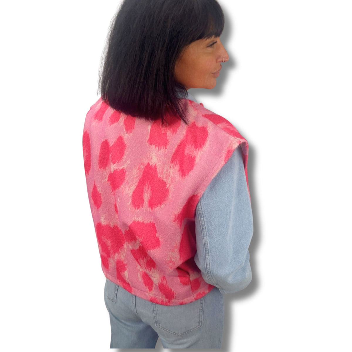Damen Strickweste – Viskose-Wollmix mit Muster