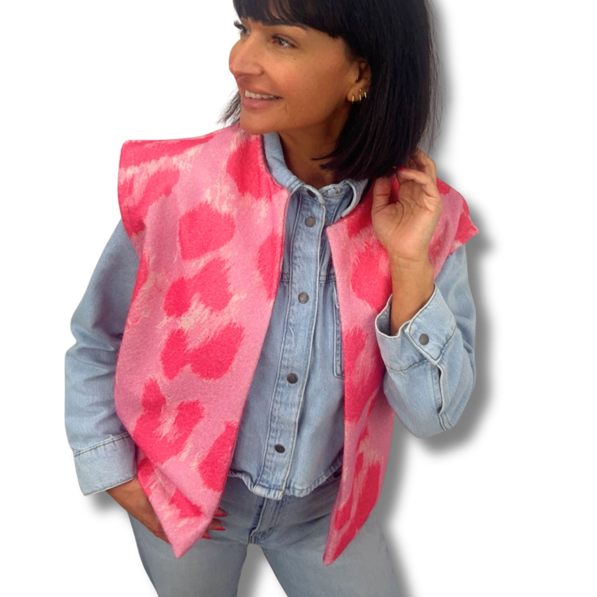 Damen Strickweste – Viskose-Wollmix mit Muster
