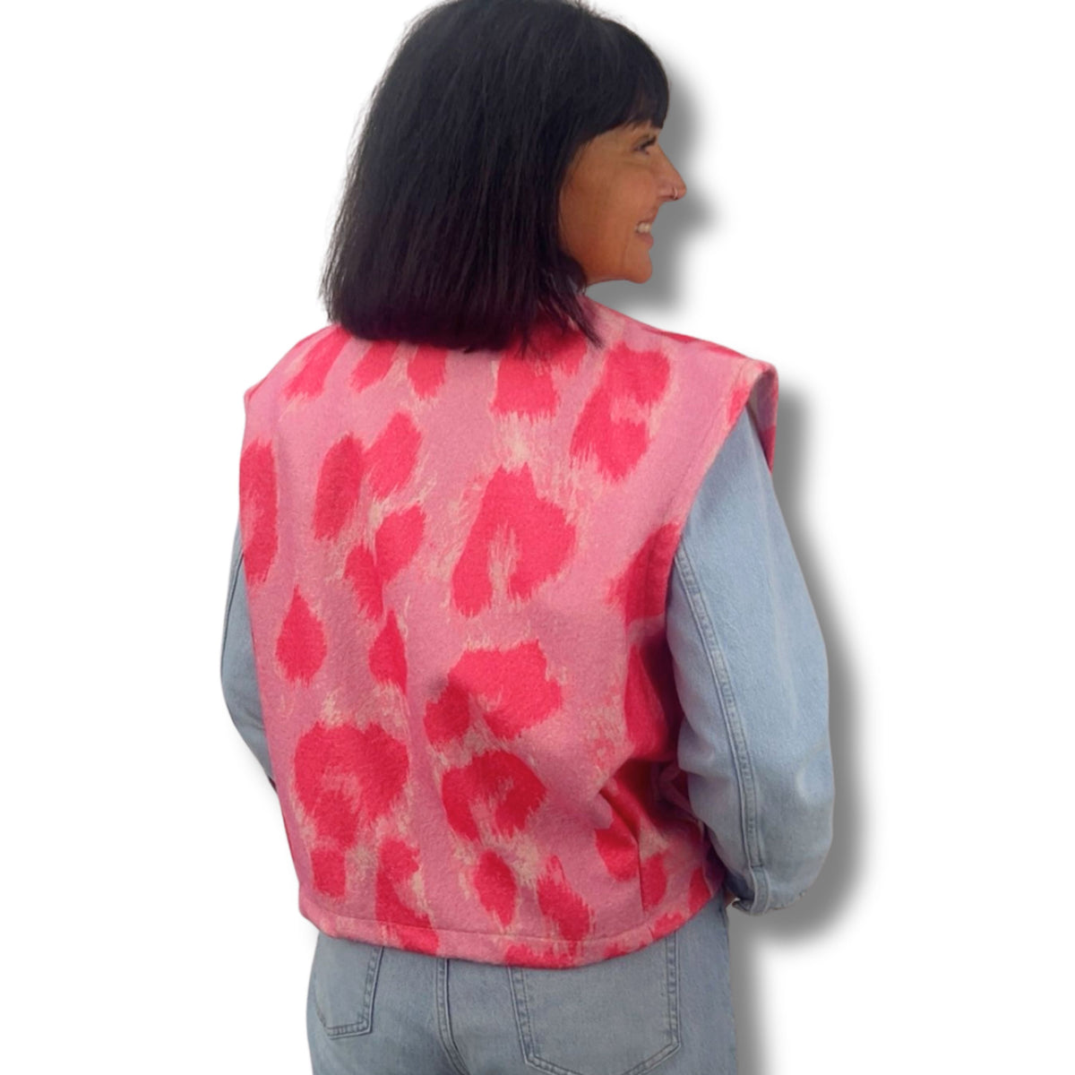 Damen Strickweste – Viskose-Wollmix mit Muster