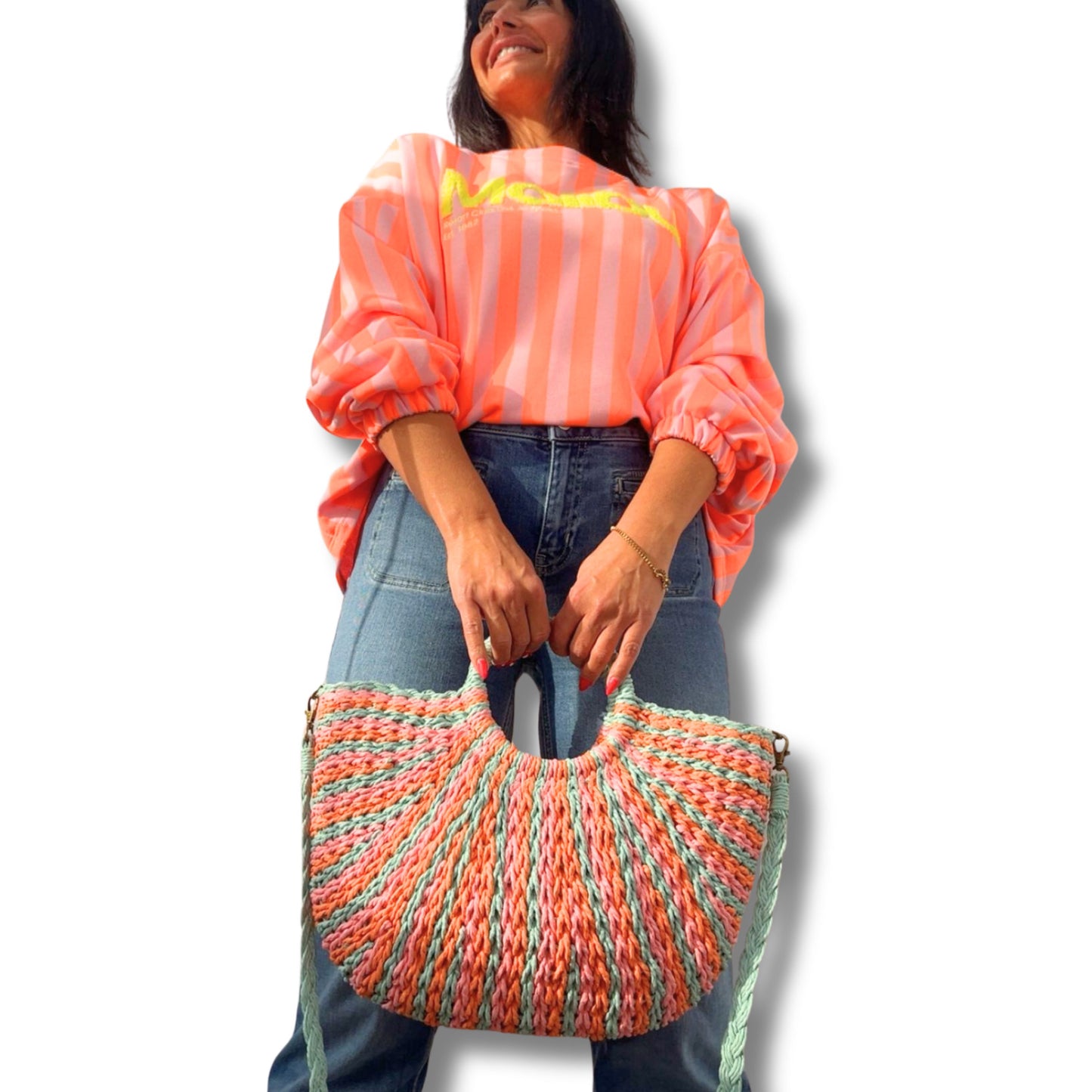 Sommer Korbtasche geflochten – Boho Strandtasche Damen Schenkt ein Herz