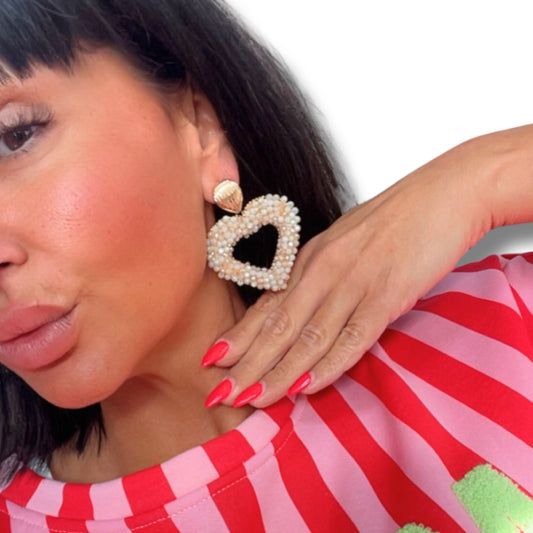 Herz Ohrringe – Perlen Look