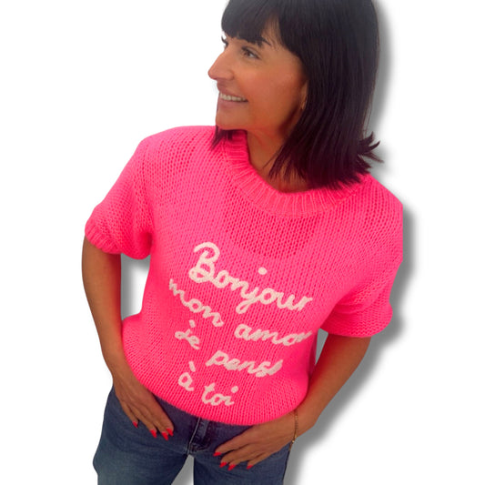 Strickpullover „Bonjour mon amour“