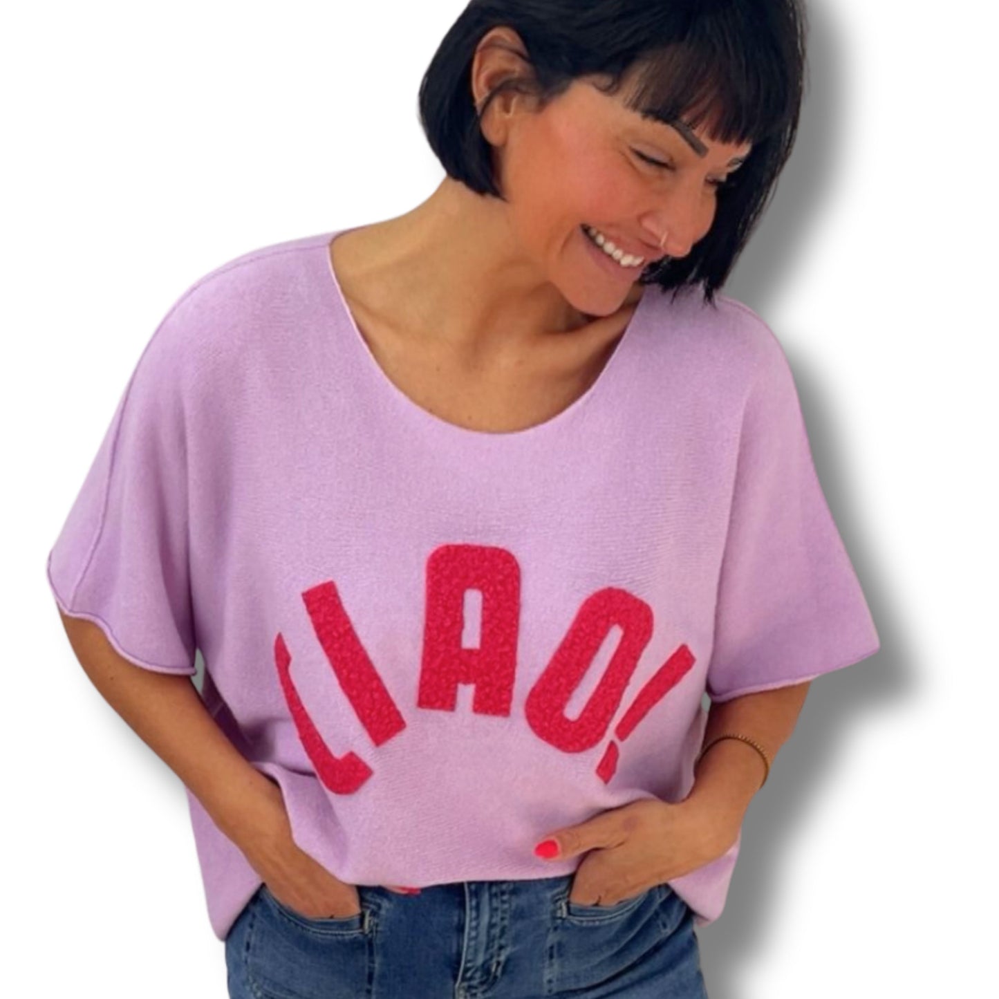 Feinstrick-Shirt „CIAO“ – lässiger Oversize-Look