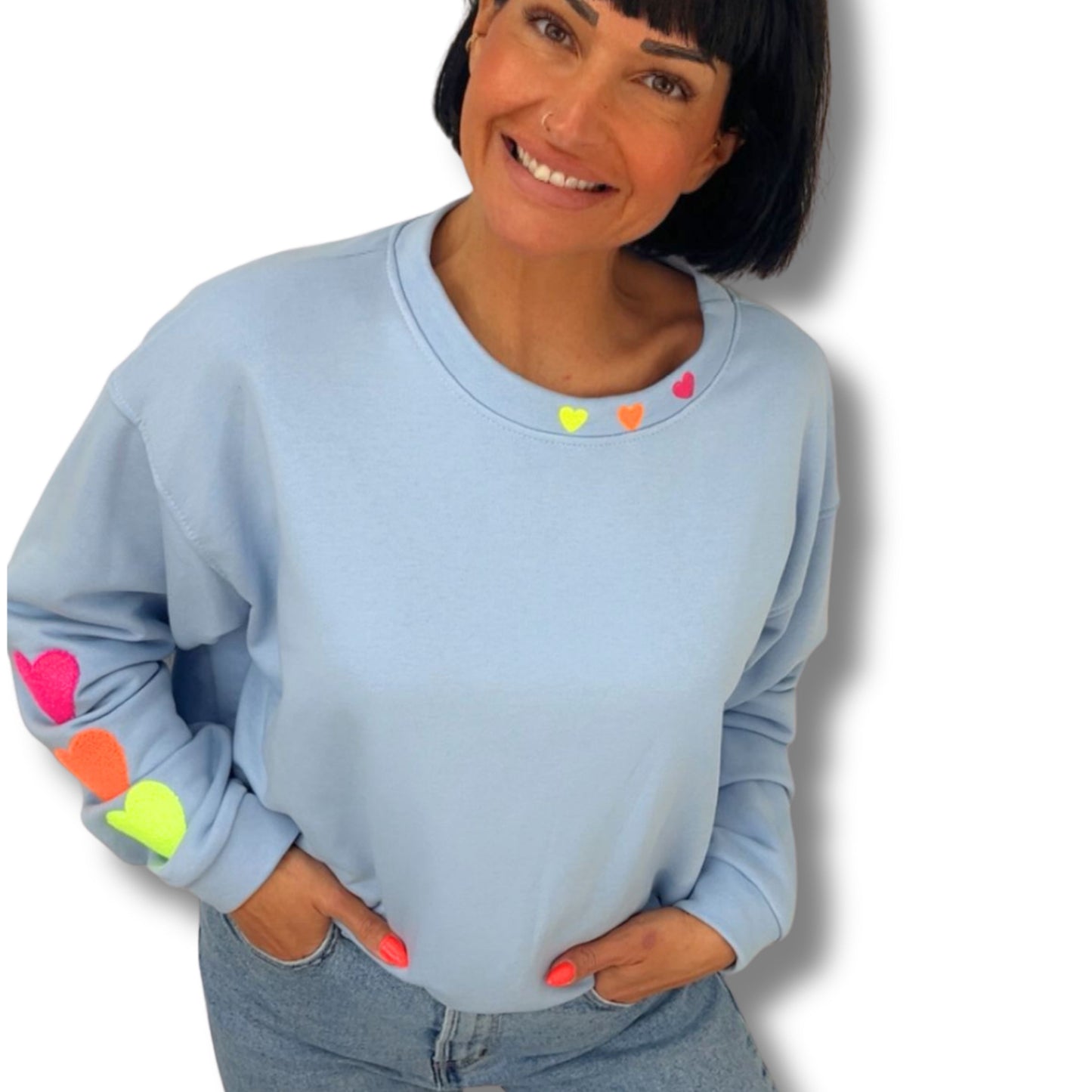 Bunter Herz-Sweater / Pullover – super bequem & fröhlich