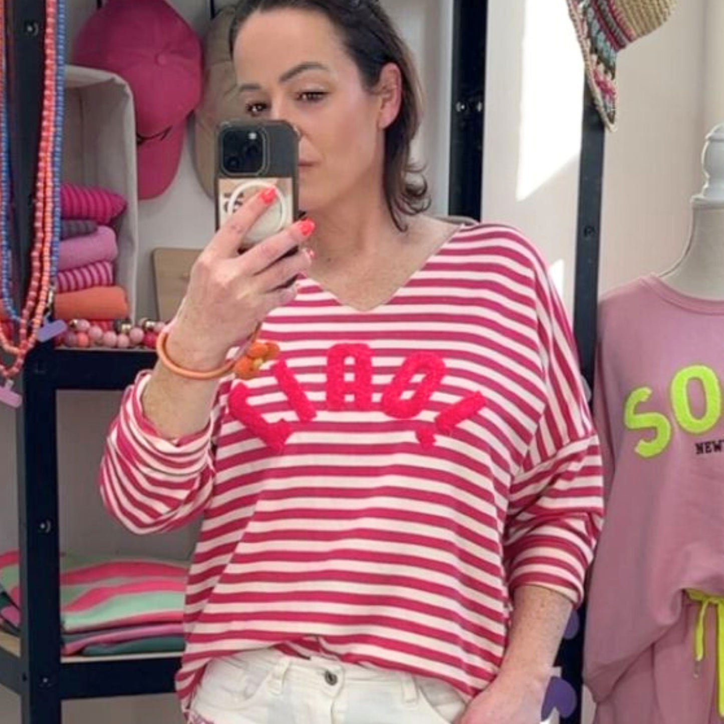 Streifen-Shirt „CIAO“ – locker, weich & stylisch 38 bis 44