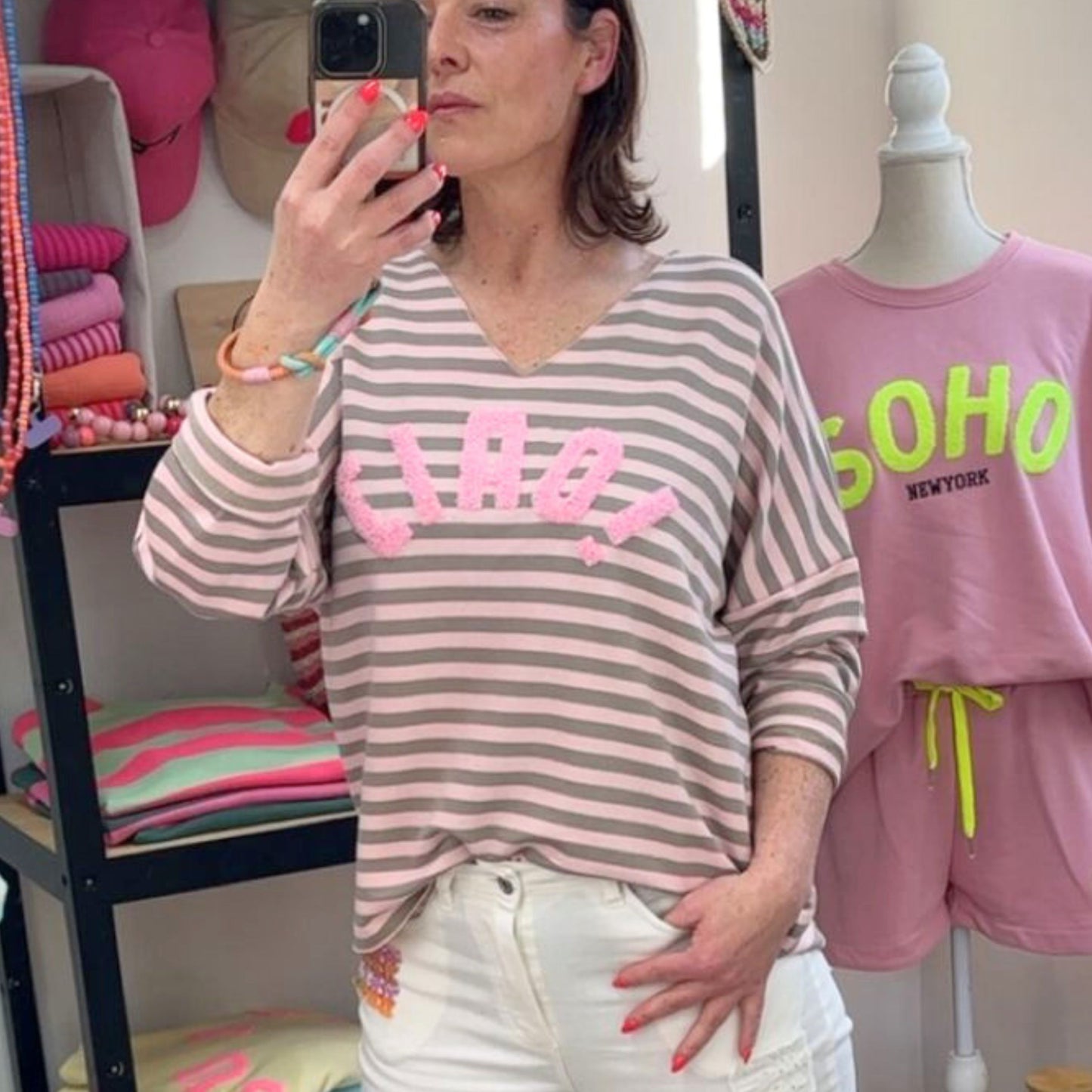 Streifen-Shirt „CIAO“ – locker, weich & stylisch 38 bis 44