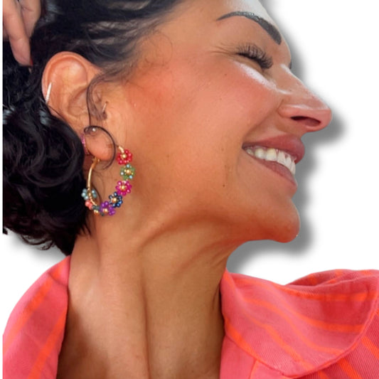 Bunte Statement Creolen – Edelstahl & Sommer Vibes