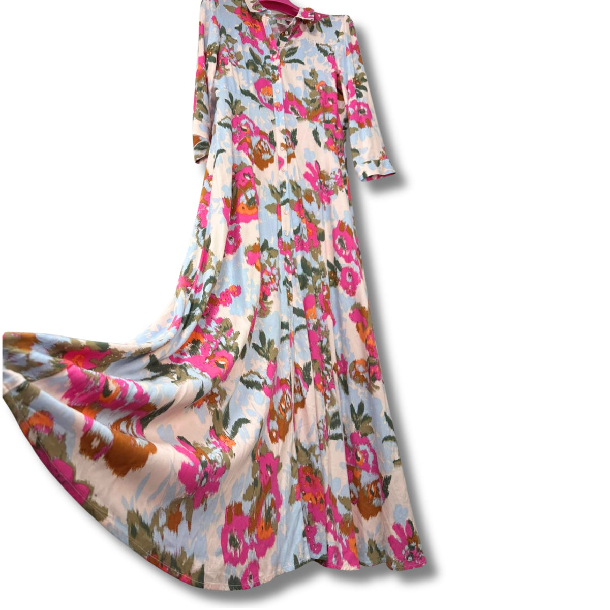 Pre-Loved Floral Maxi Dress Y.A.S Größe S – nachhaltiges Blumenkleid Second Hand