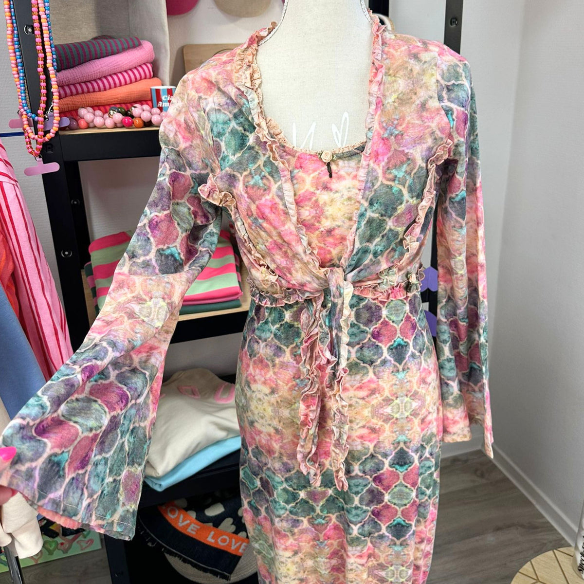 Pre-Loved Boho Zweiteiler von Isla Ibiza Bonita Salty Kisses in Groesse L – hochwertiges nachhaltiges Ibiza-Style-Set von Schenkt ein Herz