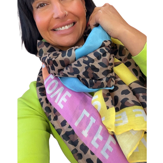 Leo Schal Damen – Viskose Tuch „LOVE“ Multicolor 100x180 cm