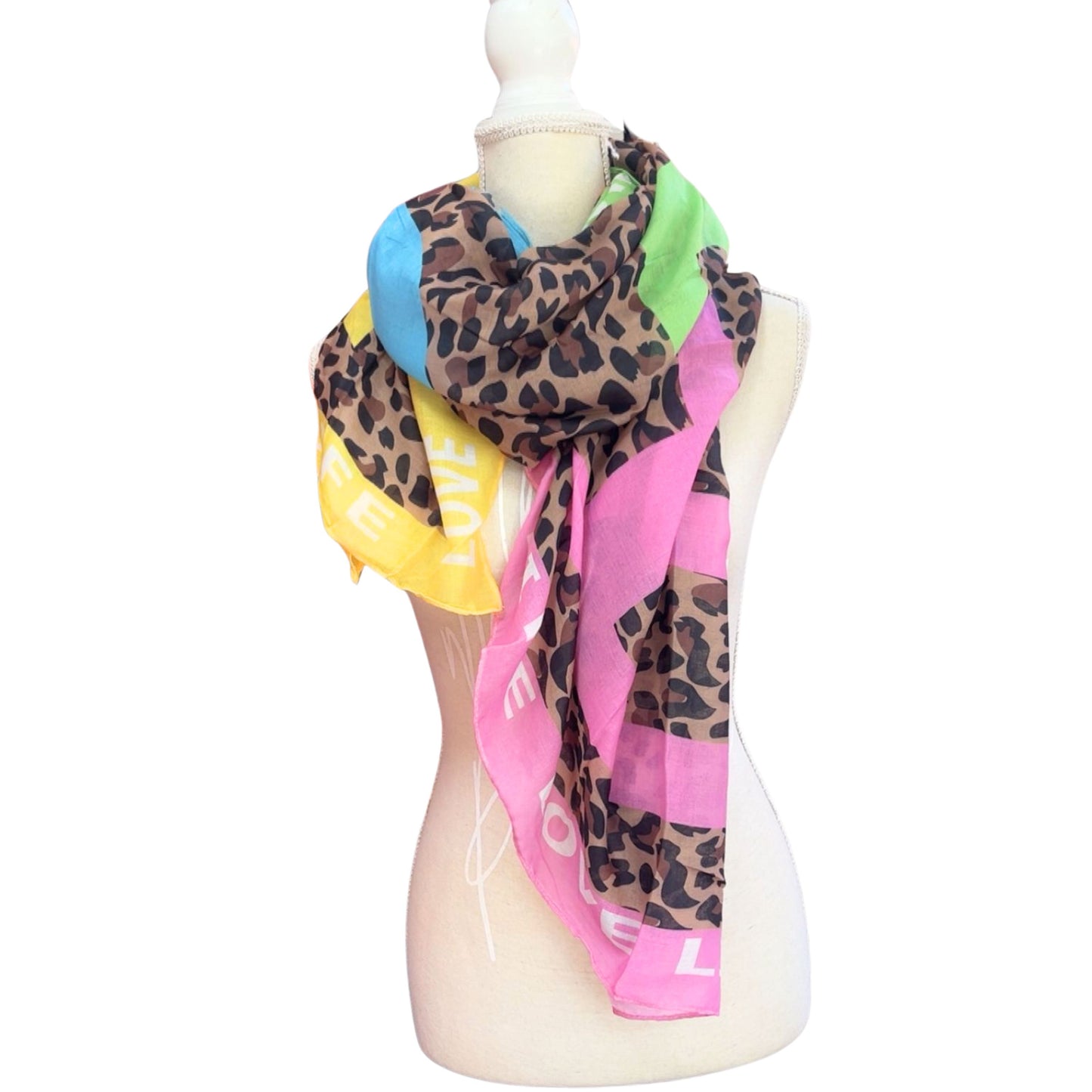 Leo Schal Damen – Viskose Tuch „LOVE“ Multicolor 100x180 cm