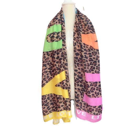 Leo Schal Damen – Viskose Tuch „LOVE“ Multicolor 100x180 cm