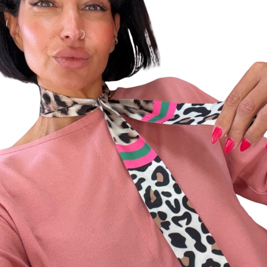 Damen Tuch Leo multifunktional – Halstuch & Haarband im Leopardenmuster Schenkt ein Herz