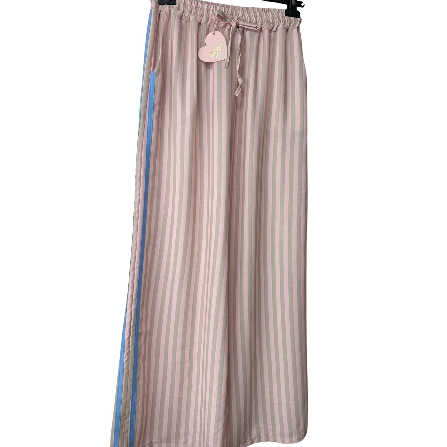 Damen Sommerhose gestreift – Leichte Wide Leg Hose mit Gummibund
