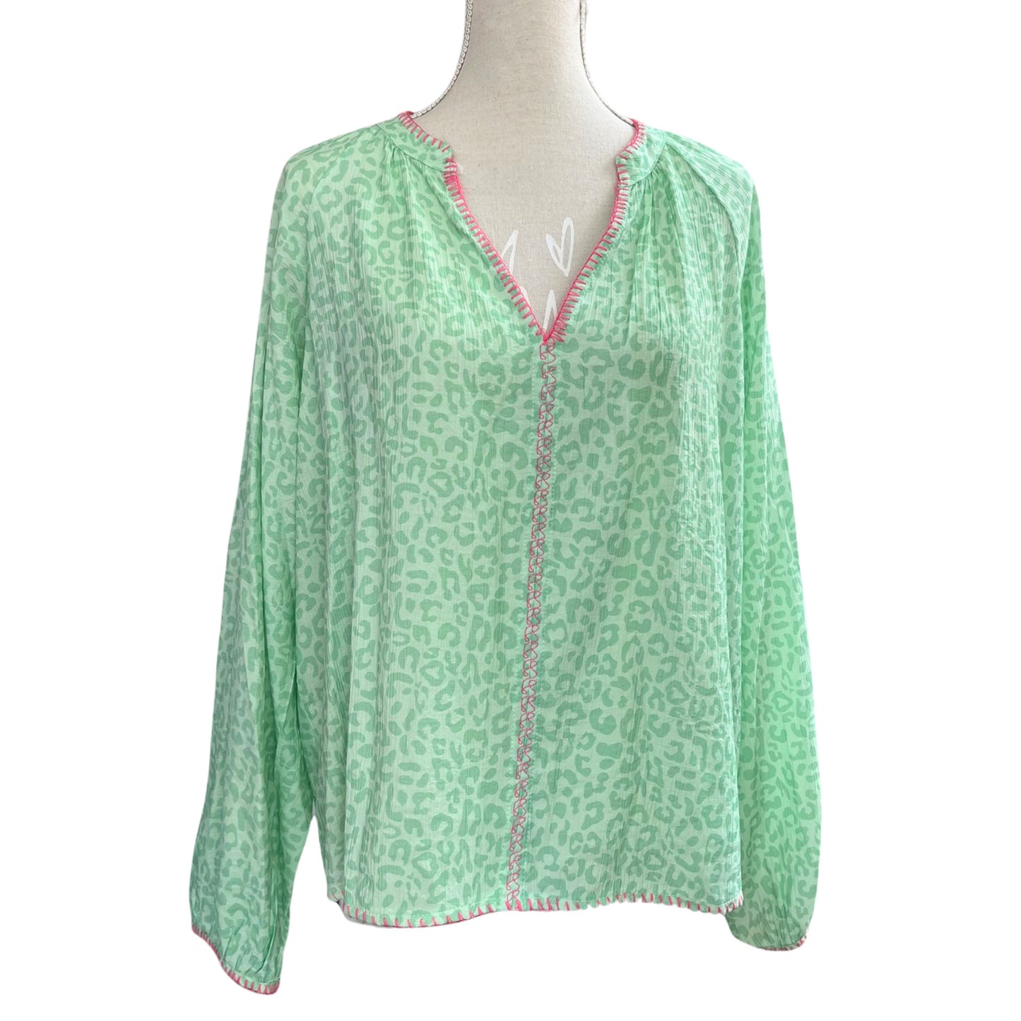 Damen Bluse Leo – Leichte Viskose Bluse mit Neon-Details